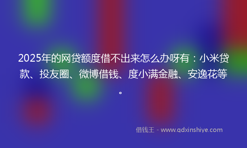 2025年的网贷额度借不出来怎么办呀有：小米贷款、投友圈、微博借钱、度小满金融、安逸花等。