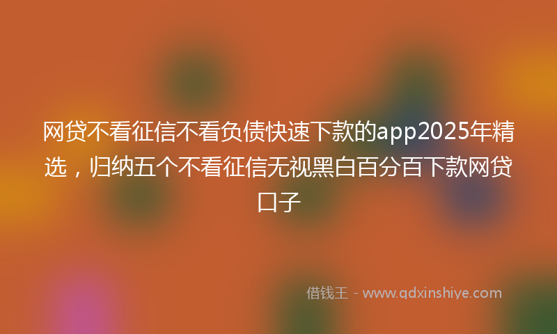 网贷不看征信不看负债快速下款的app2025年精选，归纳五个不看征信无视黑白百分百下款网贷口子