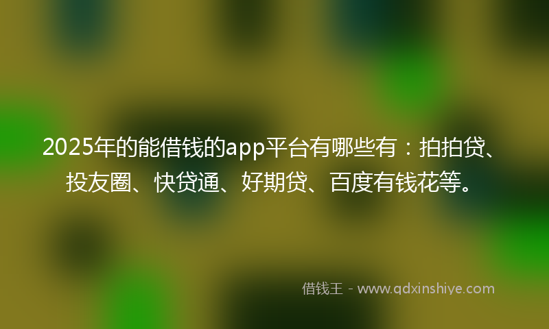 2025年的能借钱的app平台有哪些有：拍拍贷、投友圈、快贷通、好期贷、百度有钱花等。
