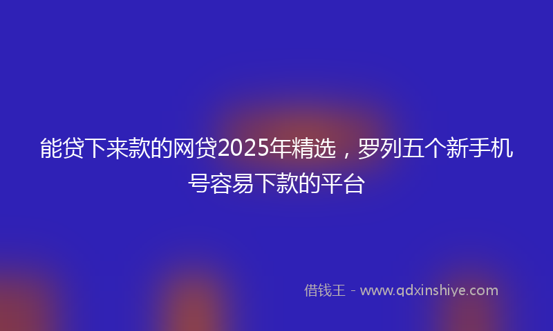 能贷下来款的网贷2025年精选，罗列五个新手机号容易下款的平台