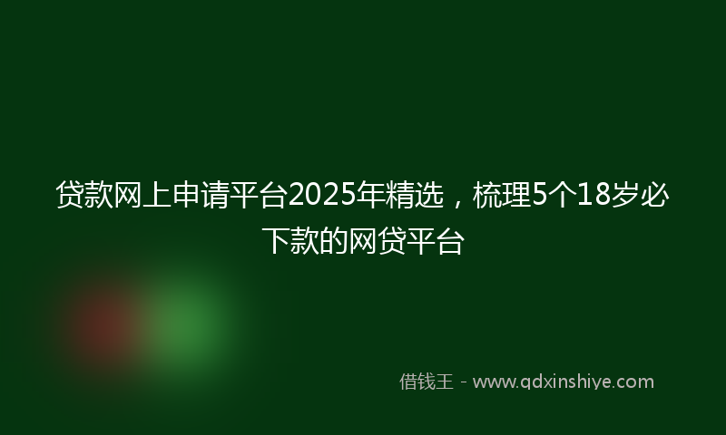 贷款网上申请平台2025年精选，梳理5个18岁必下款的网贷平台