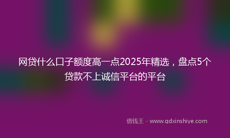 网贷什么口子额度高一点2025年精选，盘点5个贷款不上诚信平台的平台