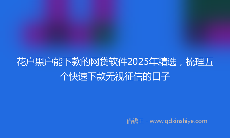 花户黑户能下款的网贷软件2025年精选，梳理五个快速下款无视征信的口子