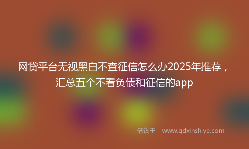 网贷平台无视黑白不查征信怎么办2025年推荐，汇总五个不看负债和征信的app