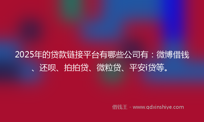 2025年的贷款链接平台有哪些公司有：微博借钱、还呗、拍拍贷、微粒贷、平安i贷等。