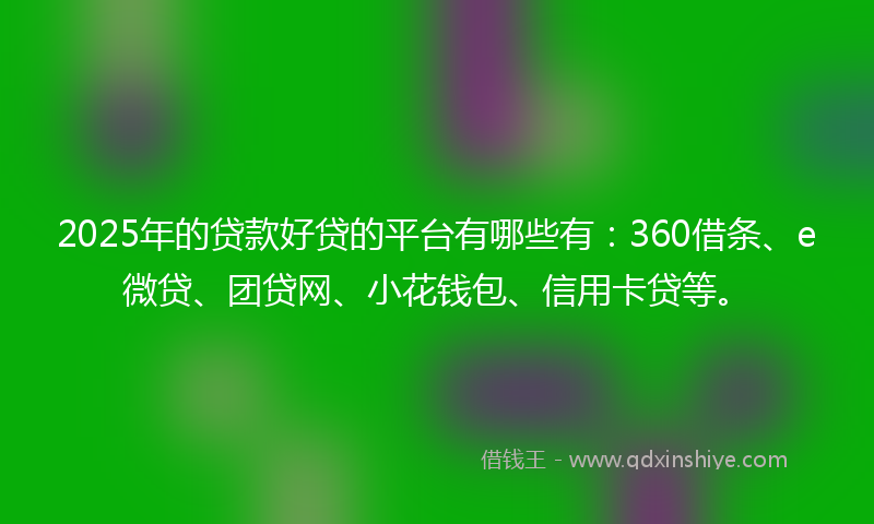 2025年的贷款好贷的平台有哪些有：360借条、e微贷、团贷网、小花钱包、信用卡贷等。