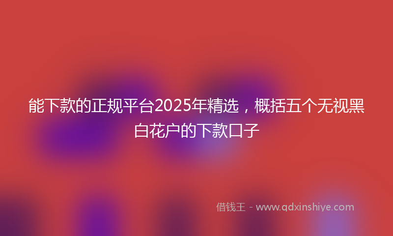 能下款的正规平台2025年精选，概括五个无视黑白花户的下款口子