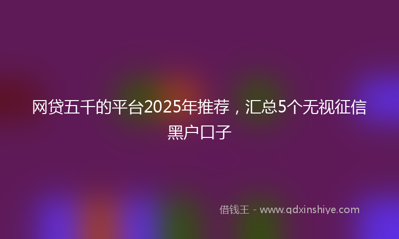网贷五千的平台2025年推荐，汇总5个无视征信黑户口子