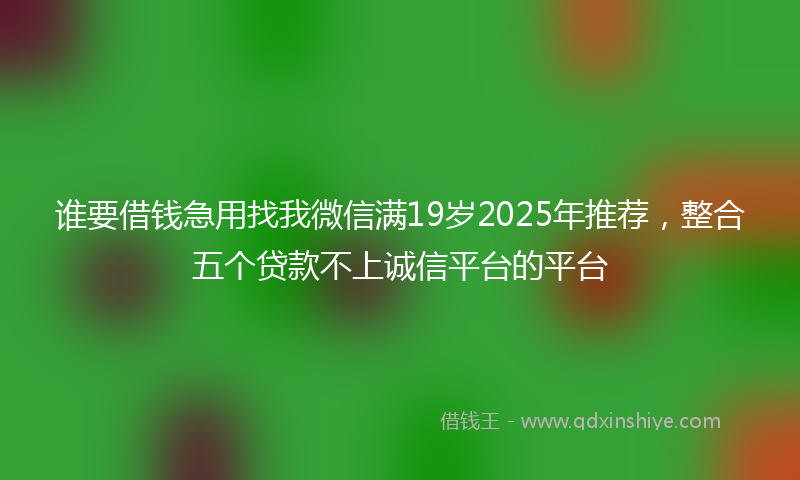 谁要借钱急用找我微信满19岁2025年推荐，整合五个贷款不上诚信平台的平台