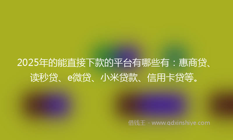 2025年的能直接下款的平台有哪些有：惠商贷、读秒贷、e微贷、小米贷款、信用卡贷等。
