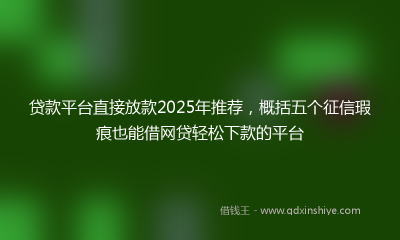 贷款平台直接放款2025年推荐，概括五个征信瑕疵也能借网贷轻松下款的平台