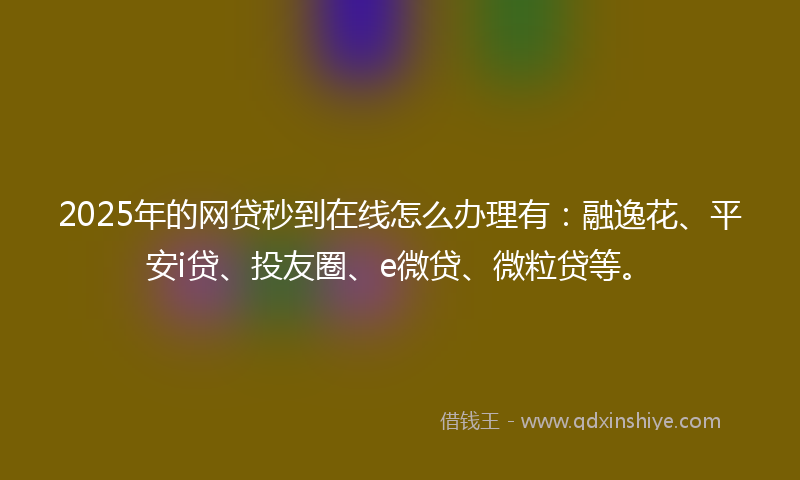 2025年的网贷秒到在线怎么办理有：融逸花、平安i贷、投友圈、e微贷、微粒贷等。