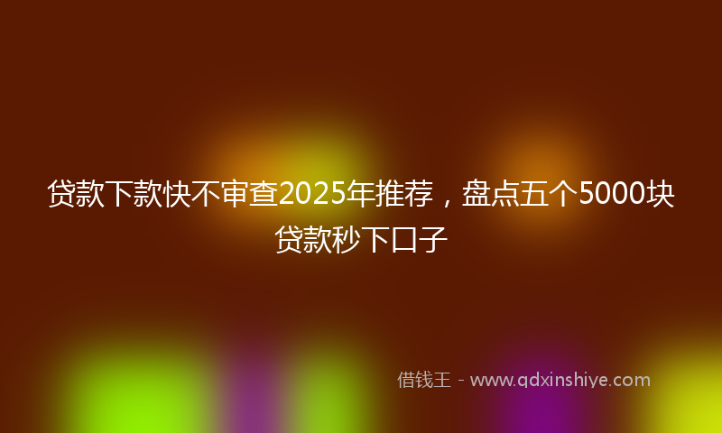 贷款下款快不审查2025年推荐，盘点五个5000块贷款秒下口子