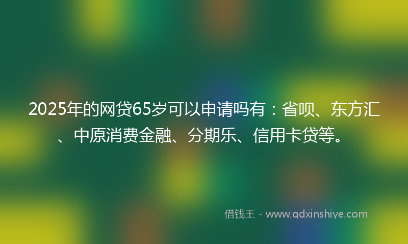 2025年的网贷65岁可以申请吗有：省呗、东方汇、中原消费金融、分期乐、信用卡贷等。
