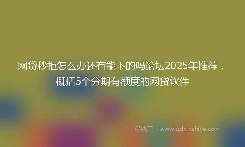 网贷秒拒怎么办还有能下的吗论坛2025年推荐，概括5个分期有额度的网贷软件
