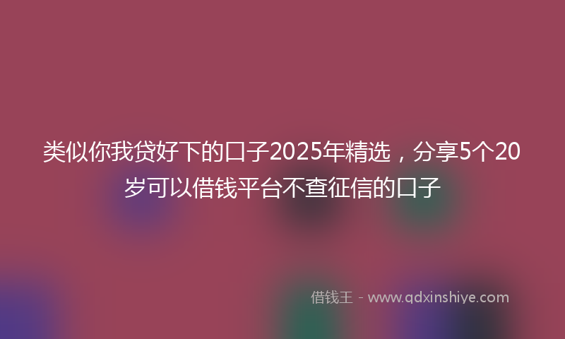 类似你我贷好下的口子2025年精选，分享5个20岁可以借钱平台不查征信的口子