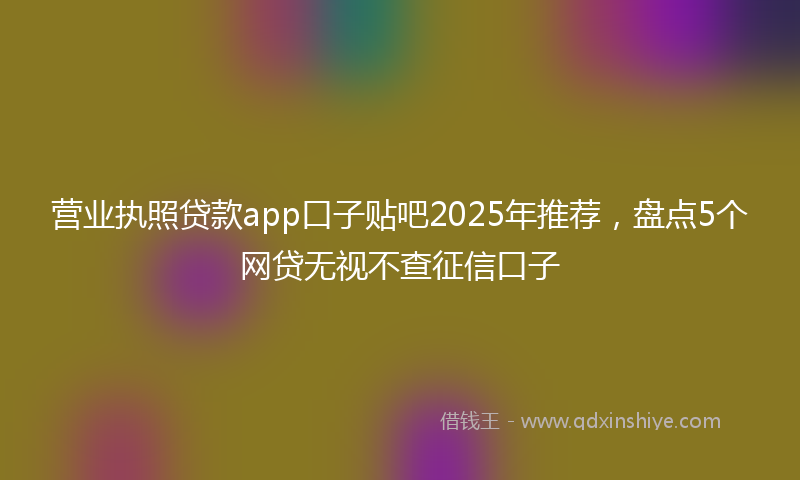营业执照贷款app口子贴吧2025年推荐，盘点5个网贷无视不查征信口子
