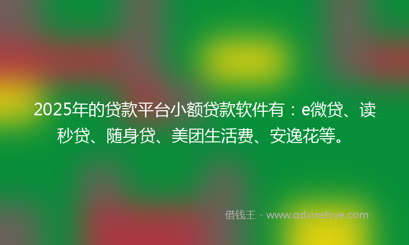 2025年的贷款平台小额贷款软件有：e微贷、读秒贷、随身贷、美团生活费、安逸花等。