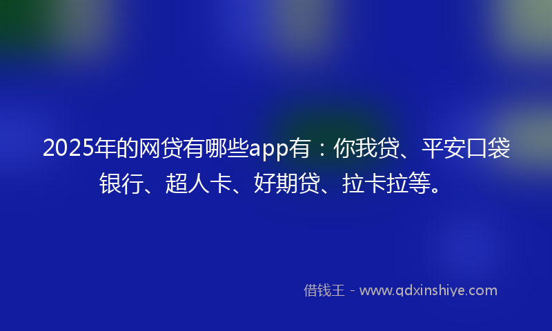 2025年的网贷有哪些app有：你我贷、平安口袋银行、超人卡、好期贷、拉卡拉等。