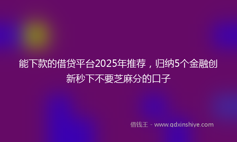 能下款的借贷平台2025年推荐，归纳5个金融创新秒下不要芝麻分的口子