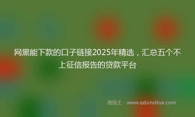 网黑能下款的口子链接2025年精选，汇总五个不上征信报告的贷款平台