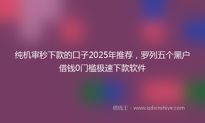 纯机审秒下款的口子2025年推荐，罗列五个黑户借钱0门槛极速下款软件