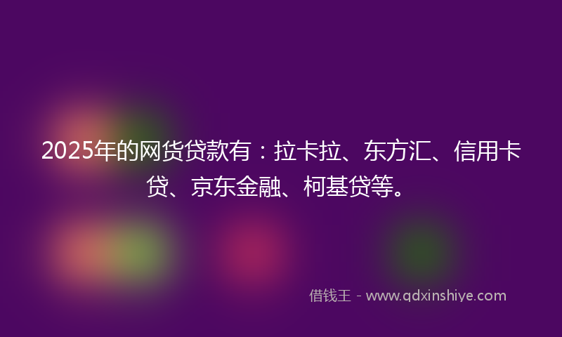 2025年的网货贷款有：拉卡拉、东方汇、信用卡贷、京东金融、柯基贷等。