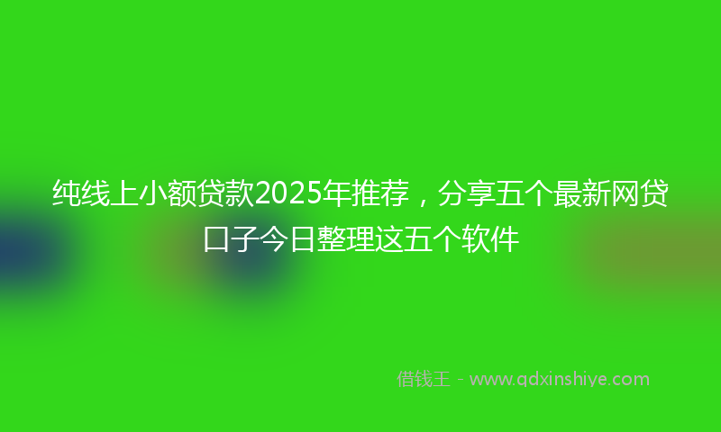 纯线上小额贷款2025年推荐，分享五个最新网贷口子今日整理这五个软件