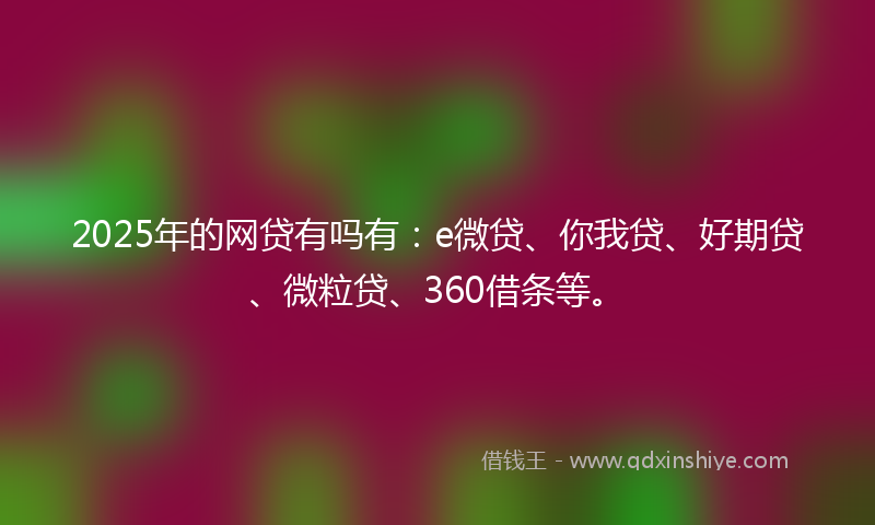2025年的网贷有吗有：e微贷、你我贷、好期贷、微粒贷、360借条等。