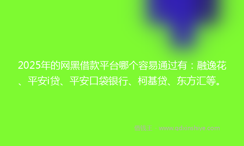 2025年的网黑借款平台哪个容易通过有：融逸花、平安i贷、平安口袋银行、柯基贷、东方汇等。