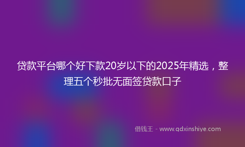 贷款平台哪个好下款20岁以下的2025年精选，整理五个秒批无面签贷款口子