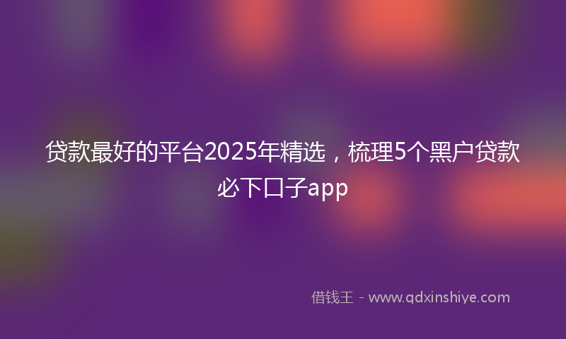 贷款最好的平台2025年精选，梳理5个黑户贷款必下口子app