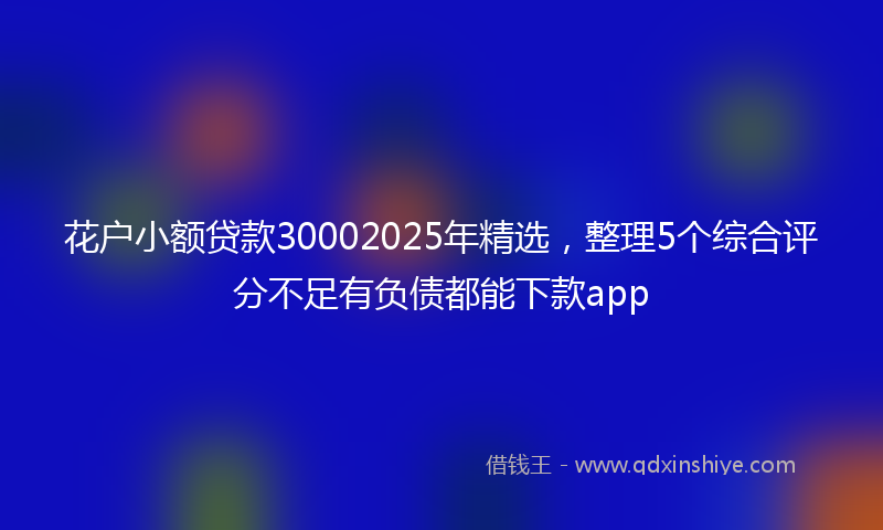 花户小额贷款30002025年精选，整理5个综合评分不足有负债都能下款app