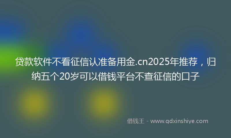 贷款软件不看征信认准备用金.cn2025年推荐，归纳五个20岁可以借钱平台不查征信的口子