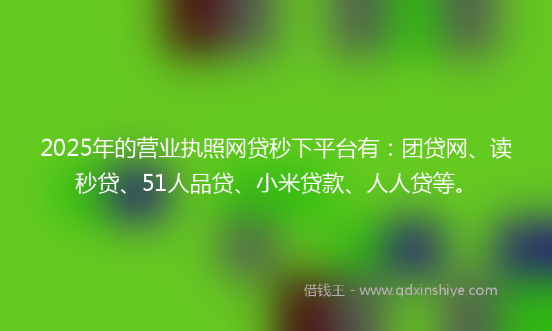 2025年的营业执照网贷秒下平台有：团贷网、读秒贷、51人品贷、小米贷款、人人贷等。