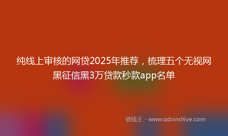 纯线上审核的网贷2025年推荐，梳理五个无视网黑征信黑3万贷款秒款app名单