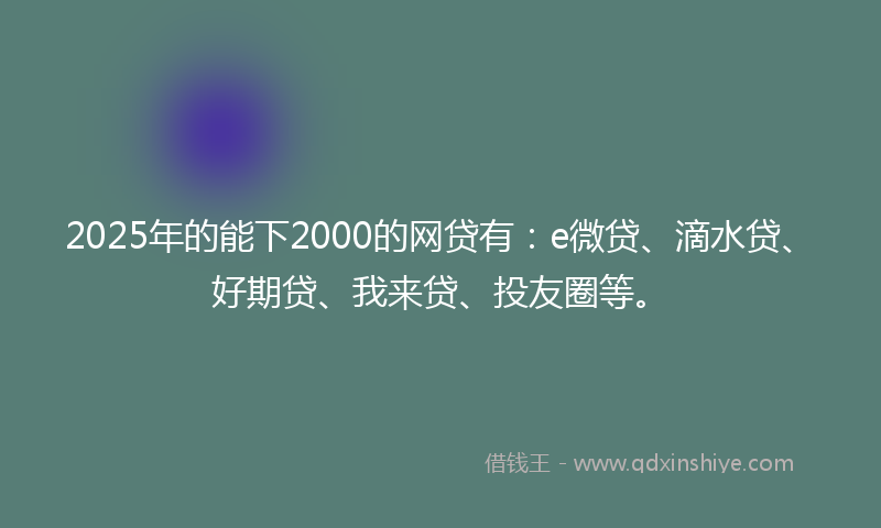 2025年的能下2000的网贷有：e微贷、滴水贷、好期贷、我来贷、投友圈等。