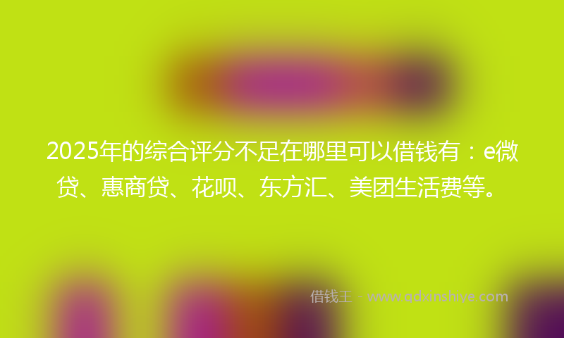 2025年的综合评分不足在哪里可以借钱有：e微贷、惠商贷、花呗、东方汇、美团生活费等。