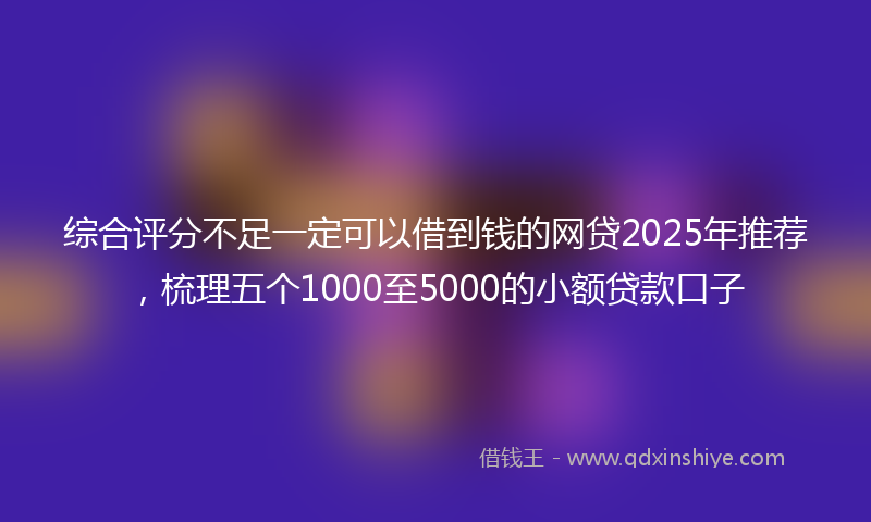 综合评分不足一定可以借到钱的网贷2025年推荐，梳理五个1000至5000的小额贷款口子