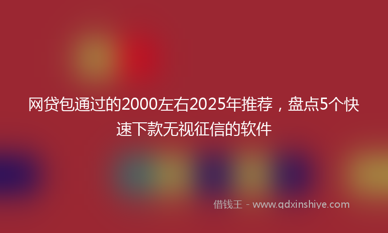 网贷包通过的2000左右2025年推荐，盘点5个快速下款无视征信的软件