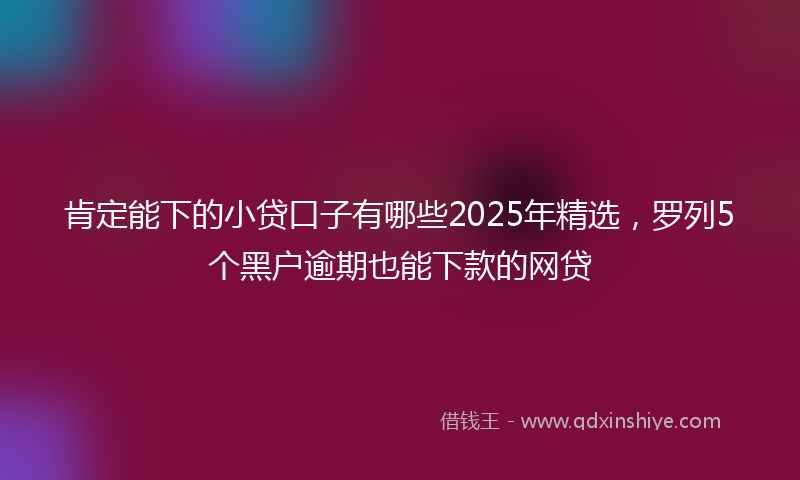 肯定能下的小贷口子有哪些2025年精选，罗列5个黑户逾期也能下款的网贷