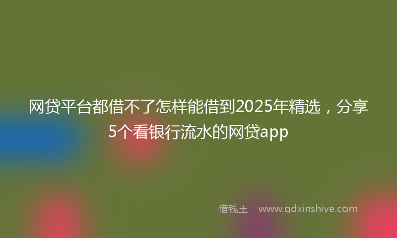 网贷平台都借不了怎样能借到2025年精选，分享5个看银行流水的网贷app