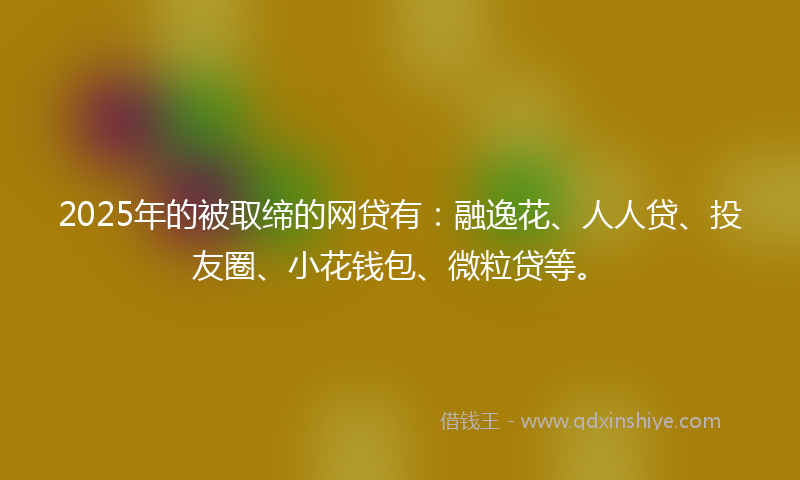 2025年的被取缔的网贷有：融逸花、人人贷、投友圈、小花钱包、微粒贷等。