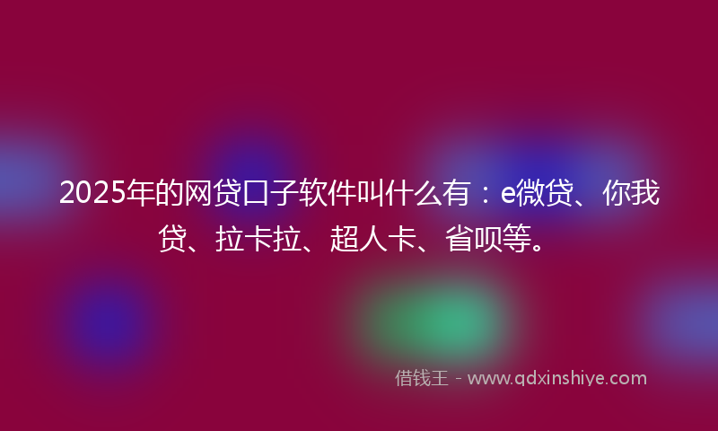 2025年的网贷口子软件叫什么有：e微贷、你我贷、拉卡拉、超人卡、省呗等。