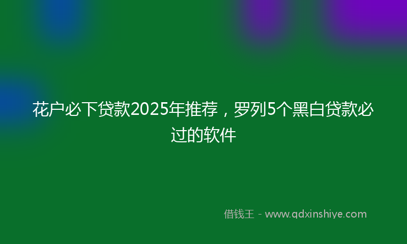 花户必下贷款2025年推荐，罗列5个黑白贷款必过的软件