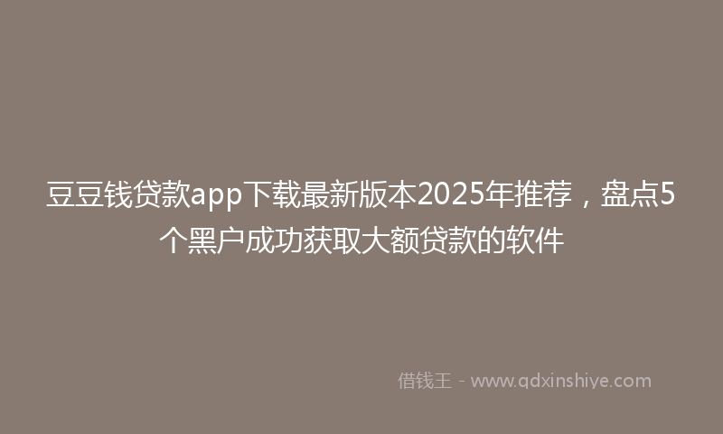 豆豆钱贷款app下载最新版本2025年推荐，盘点5个黑户成功获取大额贷款的软件