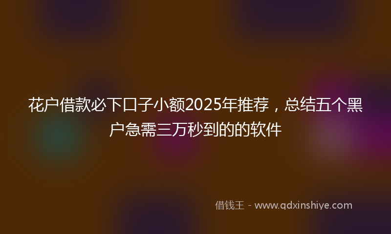 花户借款必下口子小额2025年推荐，总结五个黑户急需三万秒到的的软件