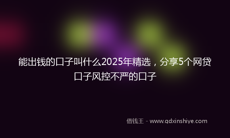 能出钱的口子叫什么2025年精选，分享5个网贷口子风控不严的口子