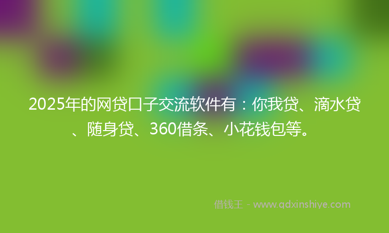 2025年的网贷口子交流软件有：你我贷、滴水贷、随身贷、360借条、小花钱包等。