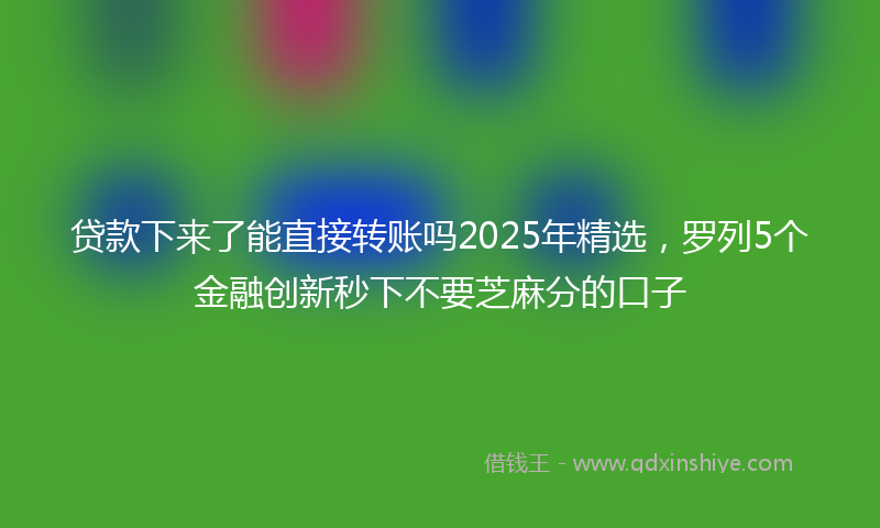 贷款下来了能直接转账吗2025年精选，罗列5个金融创新秒下不要芝麻分的口子